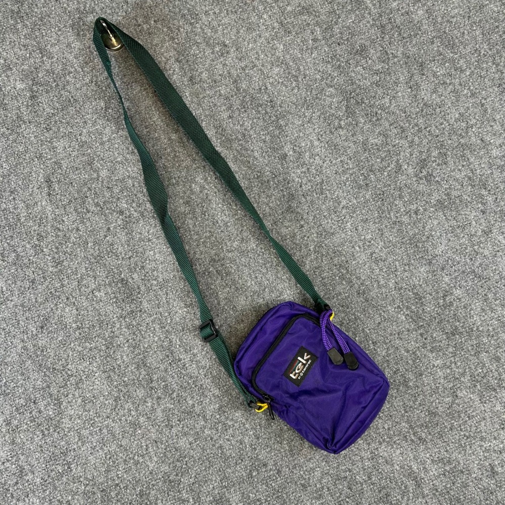 Tek by Tamrac Purple Nylon Crossbody Bag Green Strap Utility Pouch Belt Loop